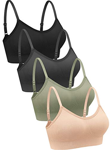 Geyoga 4 Stück V Kabellos Sport BH (XX-Groß, Schwarz, Grün, Dunkelgrau, Rosa) von Geyoga