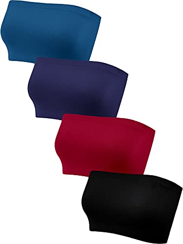 Geyoga 4 Stück Trägerlos Ungepolstert Bandeau Tube Top BH (Retro Farben, XXL) von Geyoga