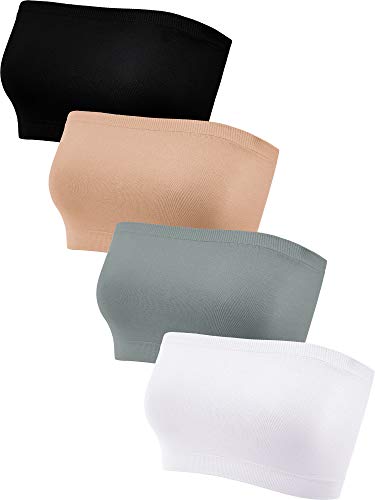 Geyoga 4 Stück Trägerlos Ungepolstert Bandeau Tube Top BH (Elegante Farben, S) von Geyoga