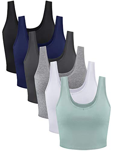 Geyoga 6 Stück Damen Crop Tank Tops Ärmelloses Sport Crop Top (Entzückender Stil, L) von Geyoga