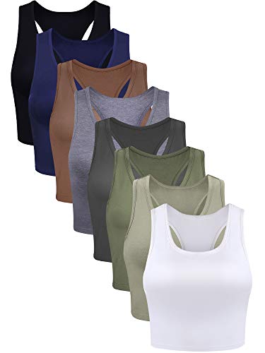 Geyoga 8 Stück Damen Ärmelloses Basic Crop Tank Tops (Klassische Farbe, M) von Geyoga