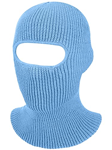 Geyoga Gestrickte Sturmhaube Erwachsene 1 Loch Atmungsaktive Winddichte Gestrickte Vollgesichtsabdeckung Skimaske (Himmelblau) von Geyoga