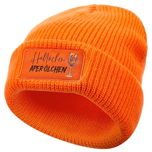 Geyoga Hallöchen Aperölchen Mütze Strickmütze für Damen Wintermütze Damen Geschenk zum Geburtstag Cocktailparty Weihnachten Lustig Damenmütz Männer Frau von Geyoga