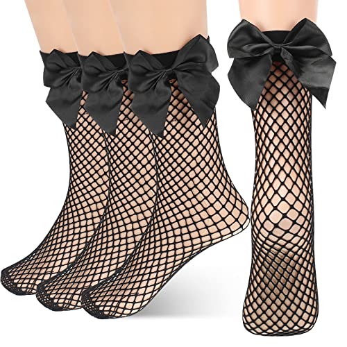 Geyoga Netz Socken 2 Paare Schwarz Mit Schleife - Damen Kurze Strümpfe für den Sommer von Geyoga