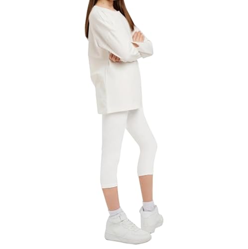 Geyuwoz Leggings Mädchen 3/4 Caprihose Sommer Mädchen Sporthose Baumwolle Capri Leggings Kinder Atmungsaktiv Weich WH 146-152 von Geyuwoz