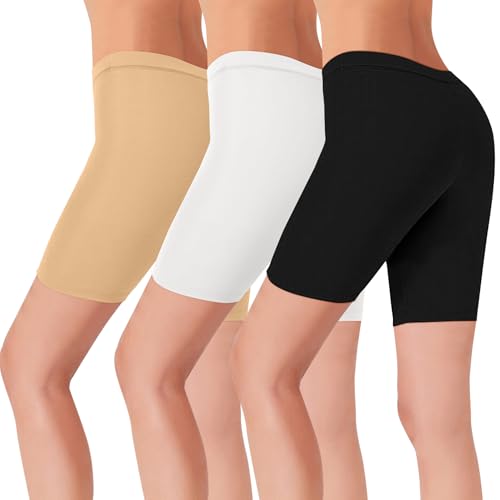 Geyuwoz Radlerhose Damen Boxershorts High Waist Leggings Kurz Damen Baumwolle Blickdicht Unter Kleid Rock Unterhosen Yoga Shorts für Biker Gym Fitness Joggen UN1 M 3er Pack von Geyuwoz