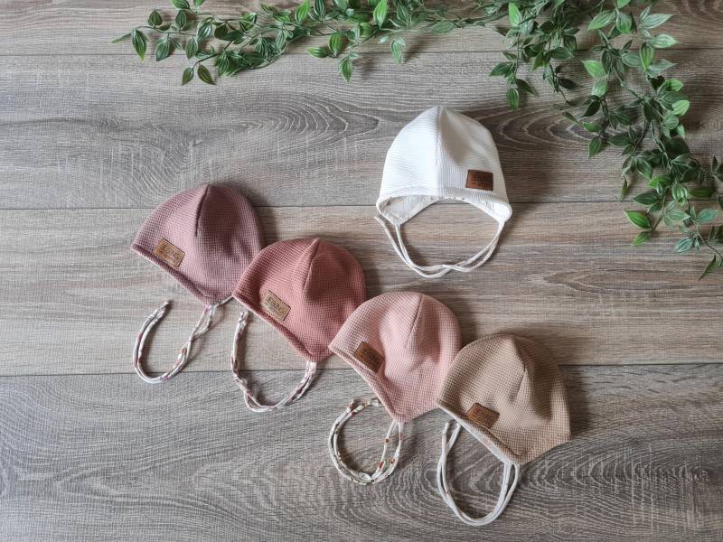 Babymütze Leichte Ohrenmütze Für Frühling Und Sommer Aus 100% Baumwolle Gefüttert Mit Jersey Baby Mütze Bindemütze Bänder von Gezeiten