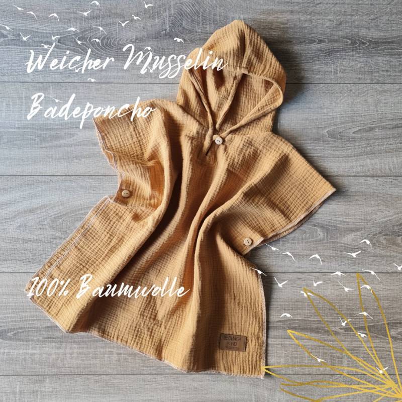 Leichter Musselin Badeponcho Für Kinder Und Kleinkinder 100% Baumwolle Poncho Den Sommer Mit Kaputze Knöpfen von Gezeiten