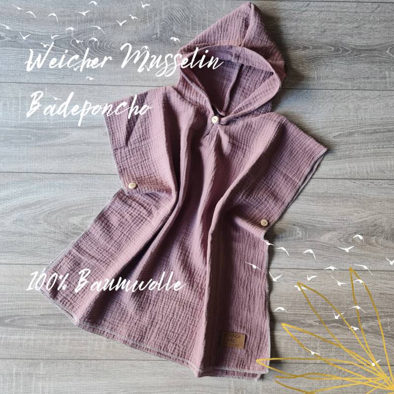 Leichter Musselin Badeponcho Für Kinder Und Kleinkinder 100% Baumwolle Poncho Den Sommer Mit Kaputze Knöpfen von Gezeiten