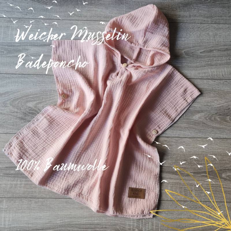 Leichter Musselin Badeponcho Für Kinder Und Kleinkinder 100% Baumwolle Poncho Den Sommer Mit Kaputze Knöpfen von Gezeiten