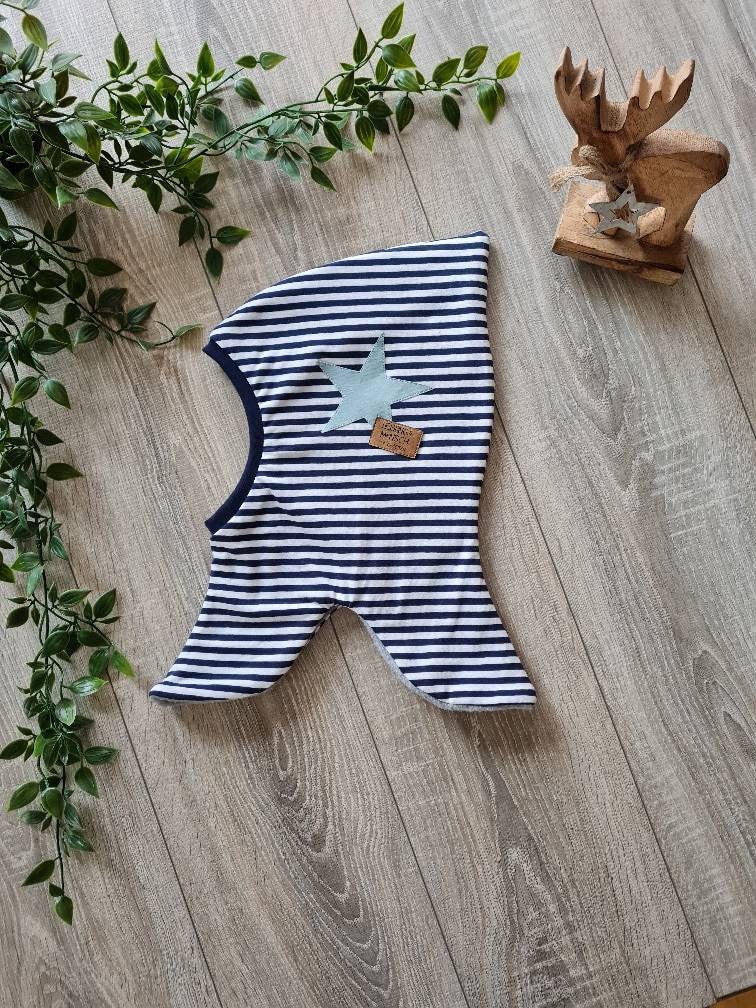 Maritime Zipfelmütze Gestreift Mit Stern Schlupfmütze Mütze Zwergenmütze Wintermütze Warm Gefüttert Fleece Jersey 42 - 57 Baby Gezeiten von Gezeiten