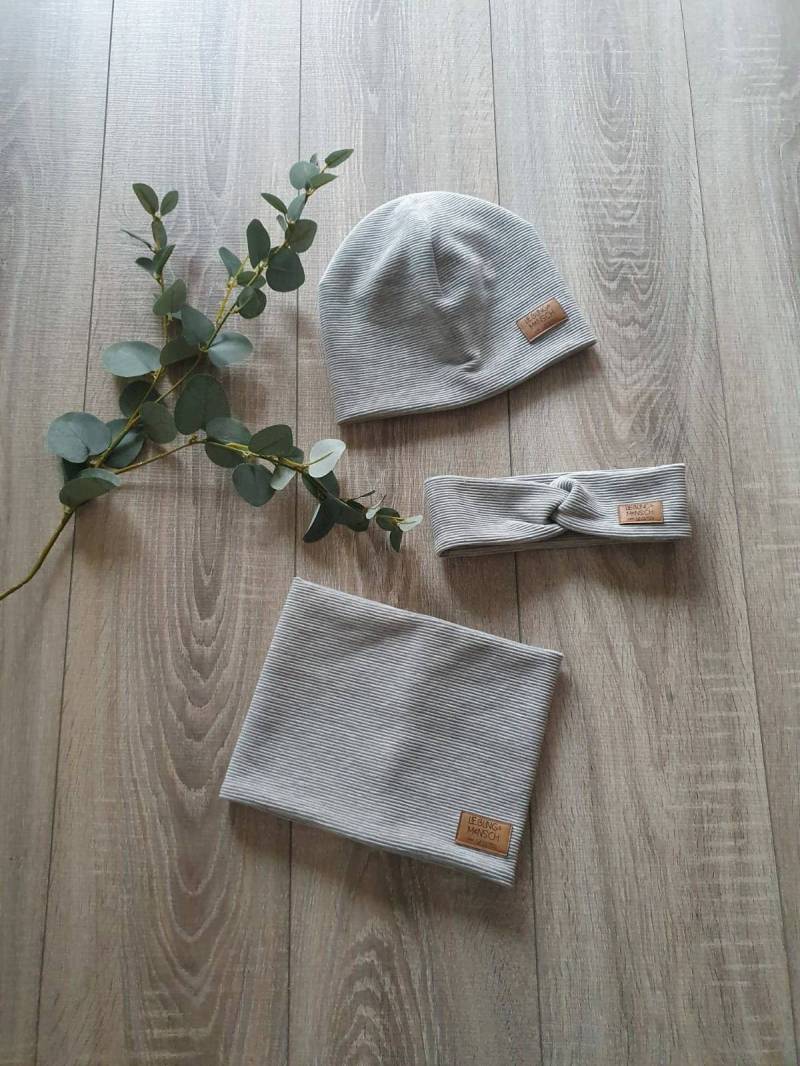 Rib Jersey Hipster Mütze Beanie Haarband Loop Strick Schal Rippenjersey Frühling Sommer 40 - 57 cm Baby Kind Mädchen Jungen Gezeiten von Gezeiten