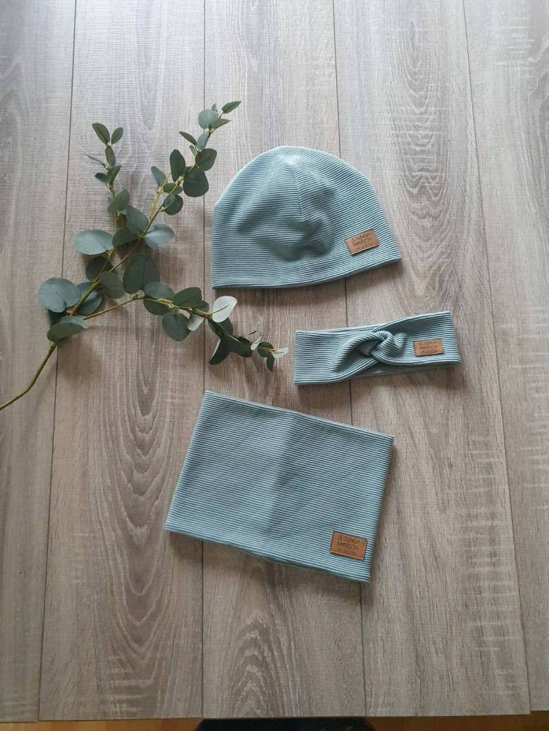 Rib Jersey Hipster Mütze Beanie Haarband Loop Strick Schal Rippenjersey Frühling Sommer 40 - 57 cm Baby Kind Mädchen Jungen Gezeiten von Gezeiten