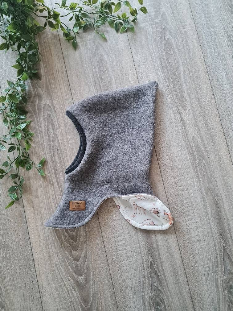 Walk Schlupfmütze Wollwalk Zipfelmütze Aus 100% Schafswolle Gefüttert Mit Waldtiere Jersey Warme Mütze Baby Kind Mädchen Jungen Gezeiten von Gezeiten