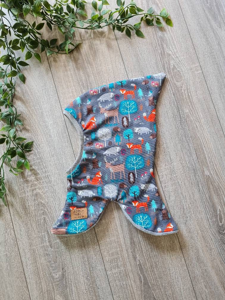 Zipfelmütze Schlupfmütze Mütze Zwergenmütze Warm Gefüttert Fleece 42 - 58 4 Größen Baby Kind Waldtiere Fuch Igel Gezeiten von Gezeiten