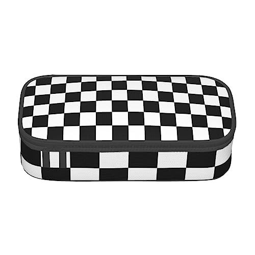 Gfhwpxcnb Federmäppchen mit karierten Streifen, großes Fassungsvermögen, Stiftetasche, Schreibwaren-Organizer, Büro, Make-up-Tasche mit Fach für Mädchen, Jungen und Erwachsene, Schwarz und Weiß, Gfhwpxcnb Federmäppchen mit karierten Streifen, großes Fassungsvermögen, Stiftetasche, Schreibwaren-Organizer, Büro, Make-up-Tasche mit Fach für Mädchen, Jungen und Erwachsene, Schwarz und Weiß, von Gfhwpxcnb