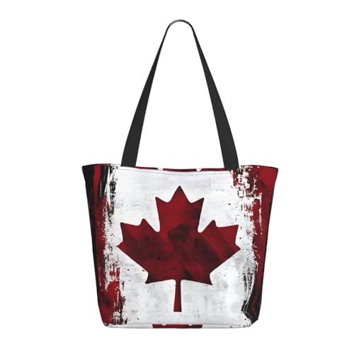 Gfhwpxcnb Retro Kanada Flagge Damen Tragetaschen Schultertasche Handtasche Reise Aufbewahrungstasche Einkaufstasche Bento-Tasche, Schwarz , Einheitsgröße von Gfhwpxcnb