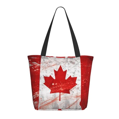 Gfhwpxcnb Retro Kanada Flagge Damen Tragetaschen Schultertasche Handtasche Reise Aufbewahrungstasche Einkaufstasche Bento-Tasche, Schwarz , Einheitsgröße von Gfhwpxcnb