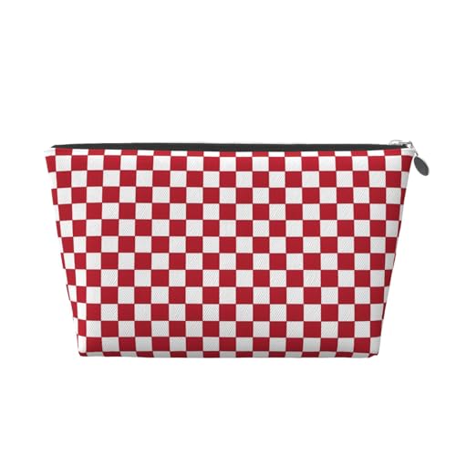Kosmetiktasche, Kulturbeutel, Kulturbeutel, multifunktional, mit Reißverschluss, für Damen, Mädchen, Rot kariert, weiß kariert, quadratisch, goldfarben, silber, Einheitsgröße Kosmetiktasche, Kulturbeutel, Kulturbeutel, multifunktional, mit Reißverschluss, für Damen, Mädchen, Rot kariert, weiß kariert, quadratisch, goldfarben, silber, Einheitsgröße von Gfhwpxcnb