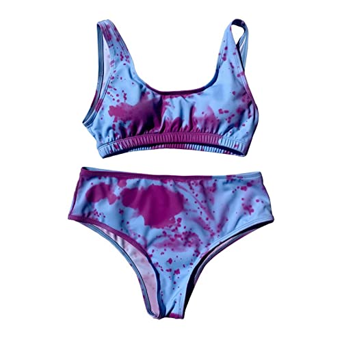 Gflyme Bikini mit Farbwechsel, Zweiteilig Temperaturempfindlich U-Ausschnitt Hohe Taille Sommer Bademode Strand Badeanzug Triangel Bikinihose Strandmode Strandbikini Swimsuit, Blau, XS von Gflyme