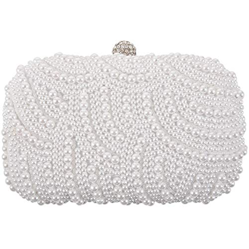 Ggnaxivs Modische Clutch-Tasche mit Perlen für Party, Braut, Hochzeit, Abendtasche, weiß, 16 EU von Ggnaxivs