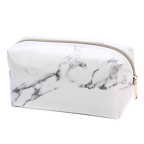 Ggnaxivs Weißer Marmor Pu Schreibwaren Federmäppchen Tasche Make-Up Tasche mit Gold Reißverschluss für Mädchen Teenager von Ggnaxivs