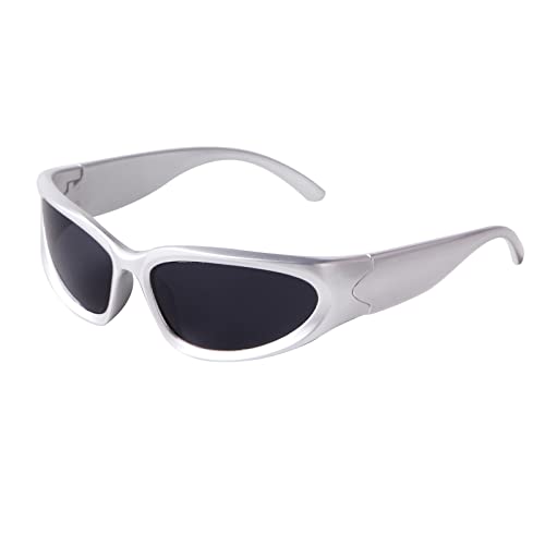 Ggpyyon Sport-Sonnenbrille für Männer und Frauen, zum Laufen, Radfahren, Angeln, Fahren, Golf, UV400-Schutz, silberfarben/grau von Ggpyyon