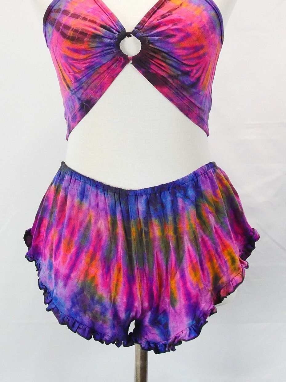 Handgefertigte Batik Rüschen Shorts Festival Spandex Yoga Böden von GhaleHandicrafts