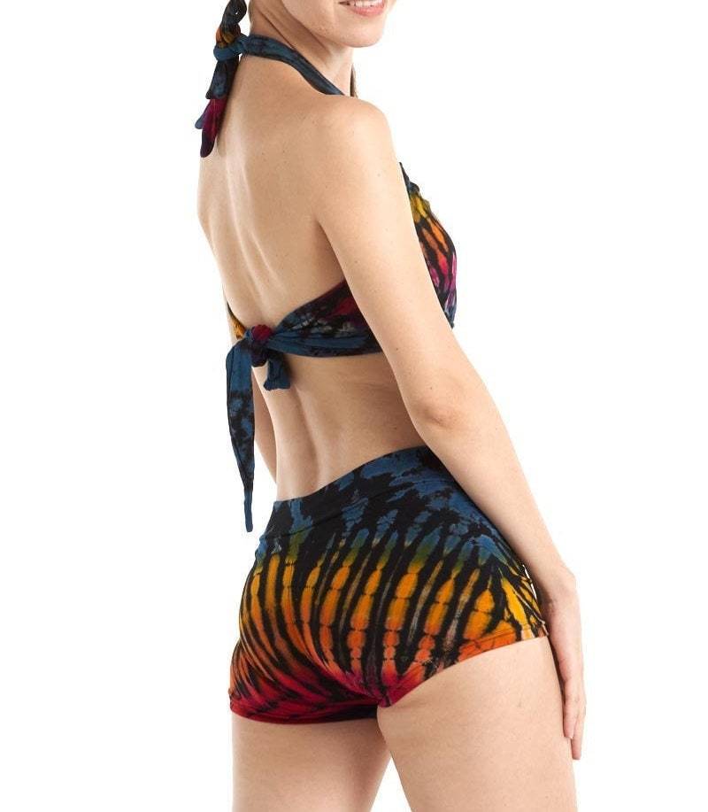 Handgefertigtes Batik Crop Top & Shorts Set, Rave Outfit von GhaleThreads