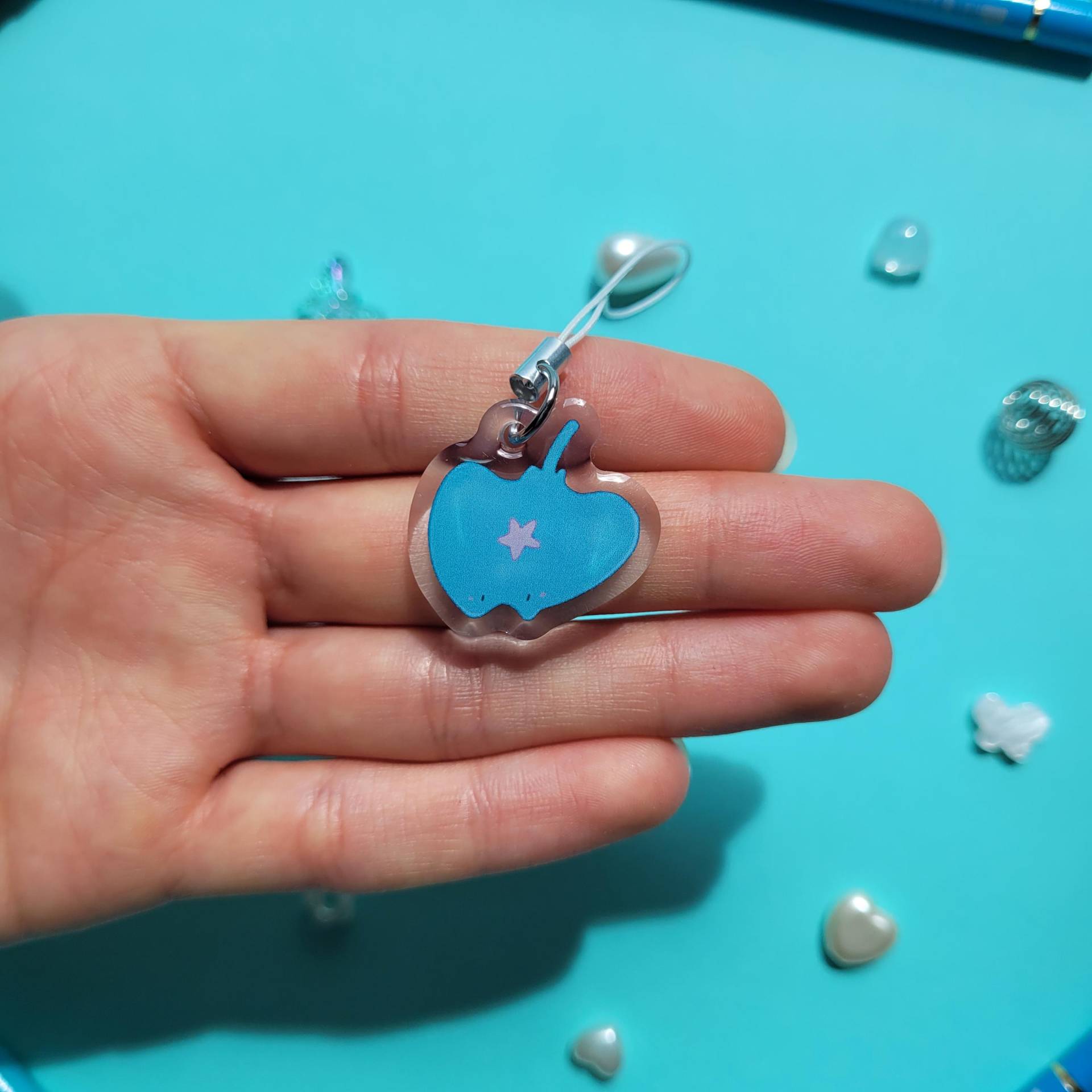 Handykette Mit Süßem, Blauen Rochen Motiv, Stingray Phone Charm von GhaliasStudio
