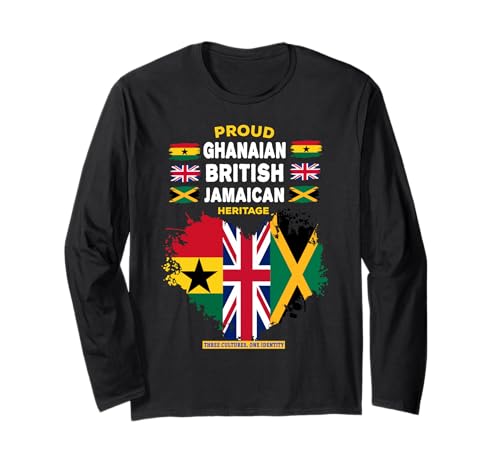 Jamaikanische britische ghanaische Flagge, Outfit-Idee für Frauen, Ghana Langarmshirt Jamaikanische britische ghanaische Flagge, Outfit-Idee für Frauen, Ghana Langarmshirt von Ghana British Jamaica Heritage Themed Kids Ideas