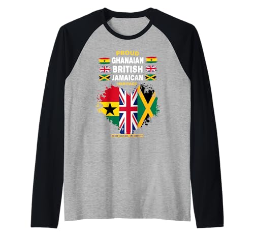 Jamaikanische britische ghanaische Flagge, Outfit-Idee für Frauen, Ghana Raglan Jamaikanische britische ghanaische Flagge, Outfit-Idee für Frauen, Ghana Raglan von Ghana British Jamaica Heritage Themed Kids Ideas