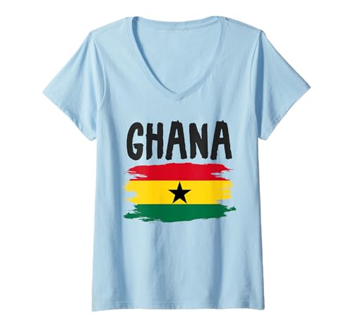 Damen Ghana Roots Heritage Outfit Idee für Frauen & ghanaische Flagge T-Shirt mit V-Ausschnitt Damen Ghana Roots Heritage Outfit Idee für Frauen & ghanaische Flagge T-Shirt mit V-Ausschnitt von Ghanaian Flag Accessories Outfit Idea For Kids