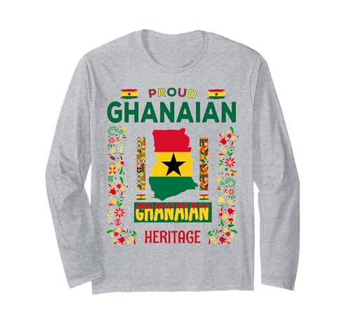 Ghanaische Flagge Heritage Outfit Idee für Frauen & Ghanawurzeln Langarmshirt von Ghanaian Flag Costume Accessories Ideas For Kids