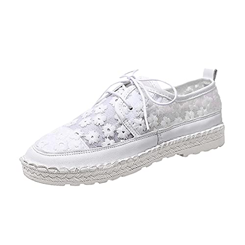 Ghemdilmn Damen Mädchen Schuhe Spitze Mesh Sneaker Low Top Flache Schuhe Blumen Atmungsaktive Schuhe SommerJunioren Schuhe von Ghemdilmn