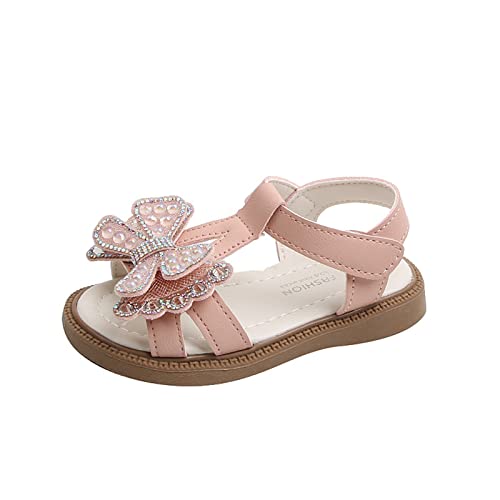 Ghemdilmn Kindersandalen Mädchen Sommer Prinzessin Shiny Pearl Bow Knot Schuhe für Kinder Kinder Kinderschuhe (Pink-B, 25 Toddler) von Ghemdilmn