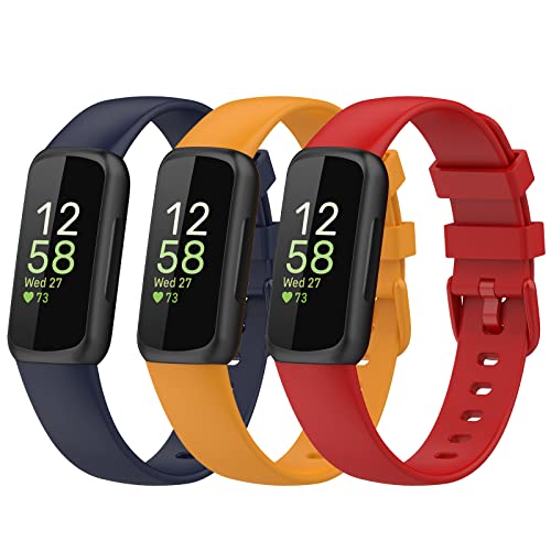 Gheper Bänder Kompatibel mit Fitbit Inspire 3 Smart Watch Band Ersatz Armband Silikon Zubehör für Frauen Männer S/L Größe, 3 Pack von Gheper