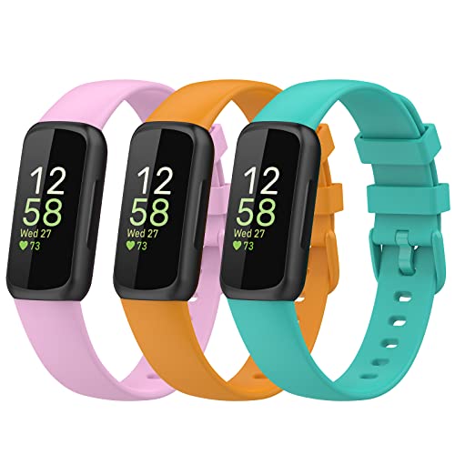 Gheper Bänder Kompatibel mit Fitbit Inspire 3 Smart Watch Band Ersatz Armband Silikon Zubehör für Frauen Männer S/L Größe, 3 Pack von Gheper