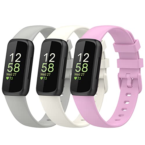 Gheper Bänder Kompatibel mit Fitbit Inspire 3 Smart Watch Band Ersatz Armband Silikon Zubehör für Frauen Männer S/L Größe, 3 Pack von Gheper