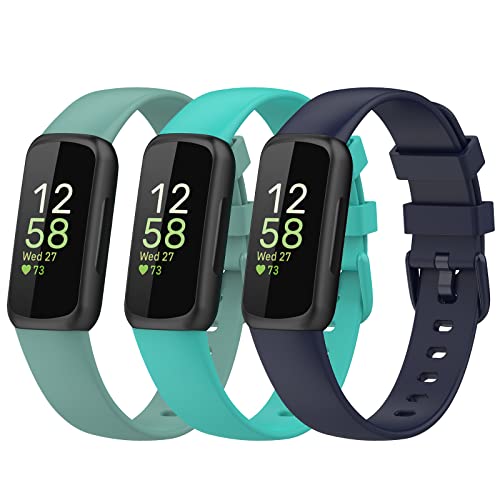 Gheper Bänder Kompatibel mit Fitbit Inspire 3 Smart Watch Band Ersatz Armband Silikon Zubehör für Frauen Männer S/L Größe, 3 Pack von Gheper