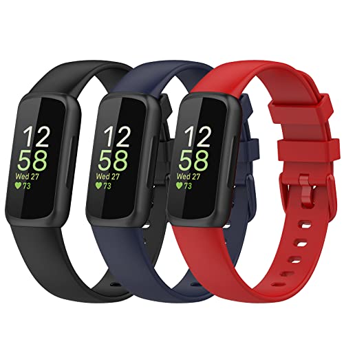 Gheper Bänder Kompatibel mit Fitbit Inspire 3 Smart Watch Band Ersatz Armband Silikon Zubehör für Frauen Männer S/L Größe, 3 Pack von Gheper