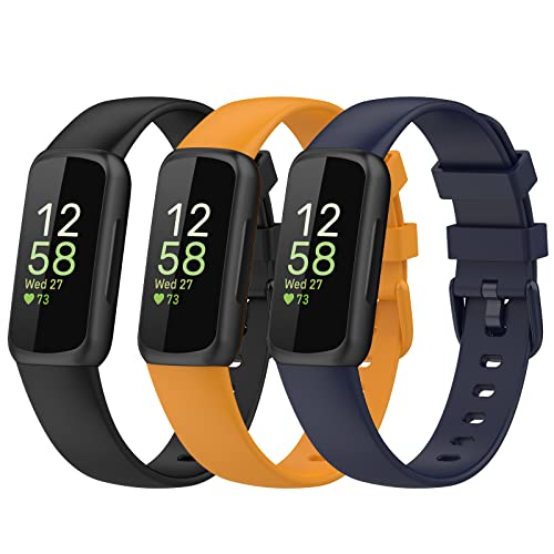 Gheper Bänder Kompatibel mit Fitbit Inspire 3 Smart Watch Band Ersatz Armband Silikon Zubehör für Frauen Männer S/L Größe, 3 Pack von Gheper