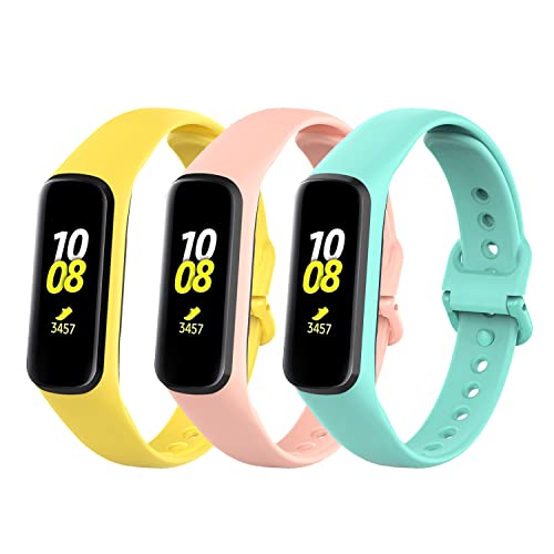 Gheper Bands Kompatibel mit Samsung Galaxy Fit E SM-R375 Smartwatch Soft Silikon Ersatz Uhrenarmbänder Fitness Sportbänder für Damen Herren, 3 STÜCKE von Gheper