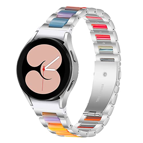 Gheper Harzarmband kompatibel mit Samsung Galaxy Watch 7 FE 6 5 4 Band 44mm 40mm/Watch 6 Classic 47mm 43mm/Watch 5 Pro 45mm/Watch 4 Classic 46mm 42mm NO Gap Armbänder Metall Ersatzband von Gheper