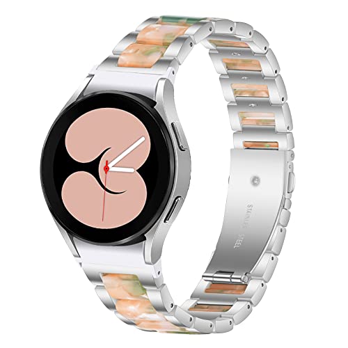 Gheper Harzarmband kompatibel mit Samsung Galaxy Watch 7 FE 6 5 4 Band 44mm 40mm/Watch 6 Classic 47mm 43mm/Watch 5 Pro 45mm/Watch 4 Classic 46mm 42mm NO Gap Armbänder Metall Ersatzband von Gheper