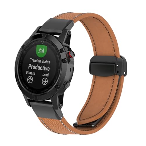 Gheper Lederarmband Kompatibel mit Garmin Fenix 7S/6S/5S Armband Damen Herren Magnetische Faltschnalle Design Ersatz weiche Armbänder für Fenix 7S/Fenix 6S/Fenix 5S Smartwatch von Gheper