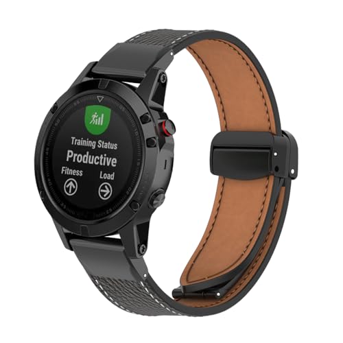 Gheper Lederarmband Kompatibel mit Garmin Fenix 7S/6S/5S Armband Damen Herren Magnetische Faltschnalle Design Ersatz weiche Armbänder für Fenix 7S/Fenix 6S/Fenix 5S Smartwatch von Gheper