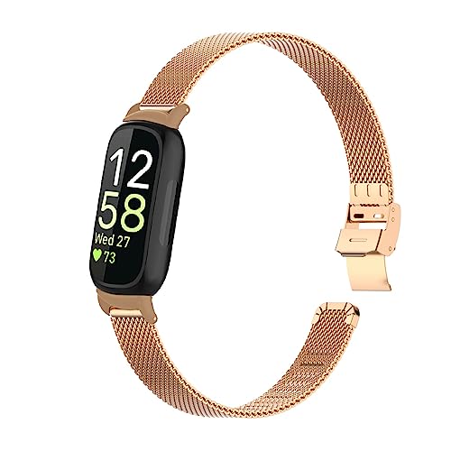 Gheper Metallarmband Kompatibel mit Fitbit inspire 3 Edelstahl Mesh Loop Armband Ersatz für inspire 3 Smartwatch Zubehör für Frauen Männer von Gheper