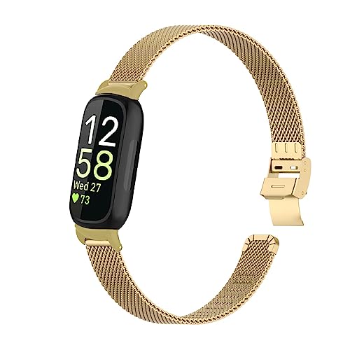 Gheper Metallarmband Kompatibel mit Fitbit inspire 3 Edelstahl Mesh Loop Armband Ersatz für inspire 3 Smartwatch Zubehör für Frauen Männer von Gheper