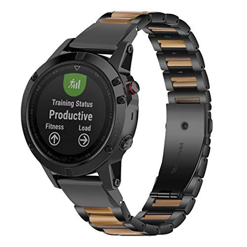 Gheper Resin Edelstahl Uhrenarmband Kompatibel mit Garmin Fenix 7/Fenix 6 Pro/Fenix 5 Plus/Forerunner 935/945 Schnelle Passform Ersatz Armband für Männer und Frauen von Gheper